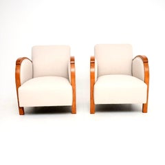 Pair of Swedish Art Deco Armchairs in Walnut