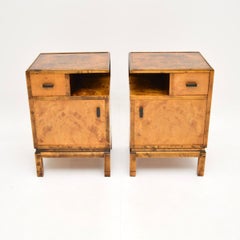 Pair of Swedish Art Deco Bedside Cabinets in Satin Birch