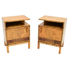 Pair of Swedish Art Deco Bedside Cabinets in Satin Birch