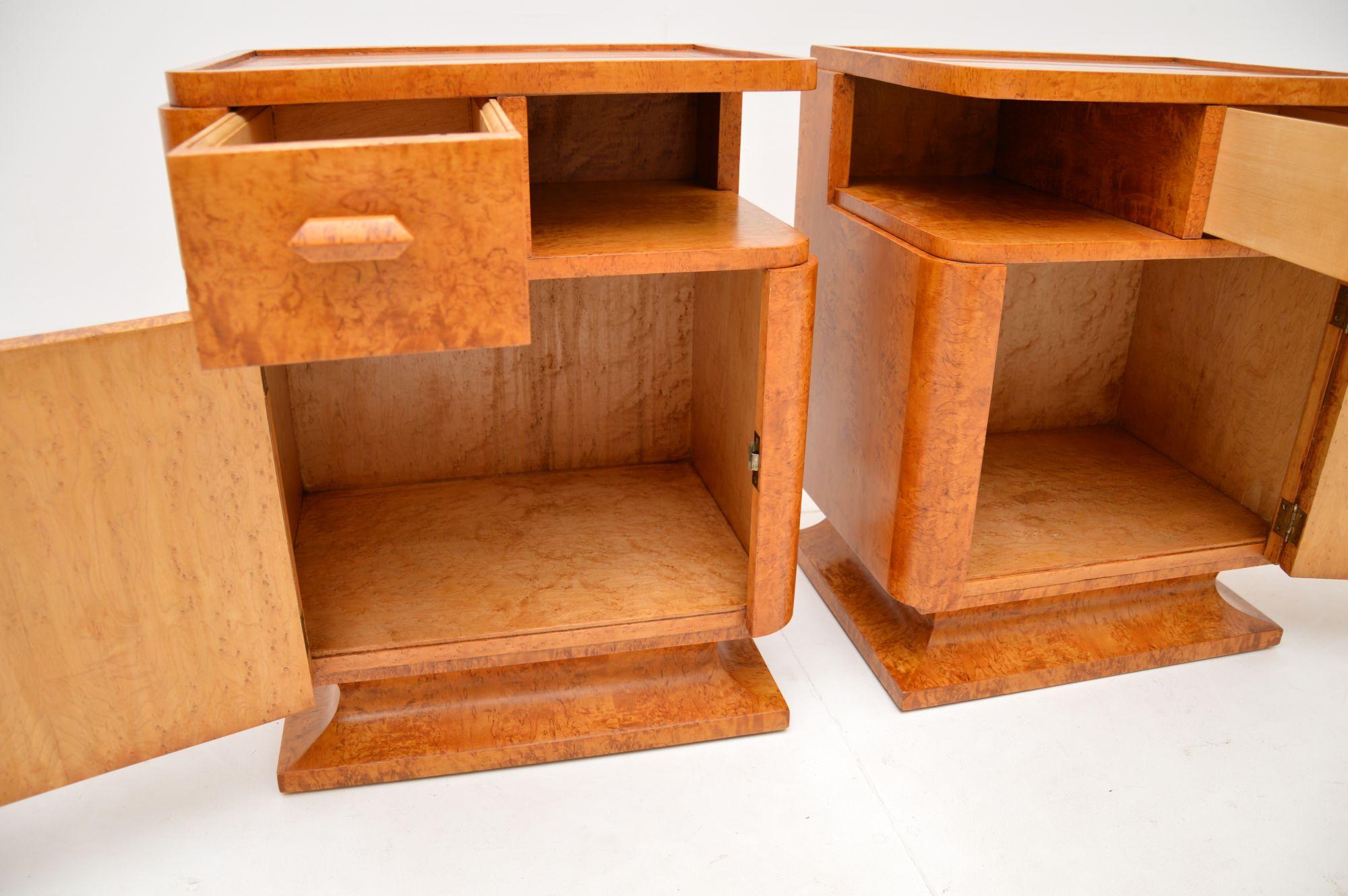 Pair of Swedish Art Deco Birds Eye Maple Bedside Cabinets 9