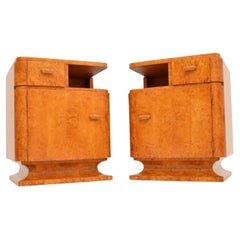 Pair of Swedish Art Deco Birds Eye Maple Bedside Cabinets