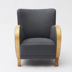 Pareja de butacas suecas Art Decó de abedul y tela