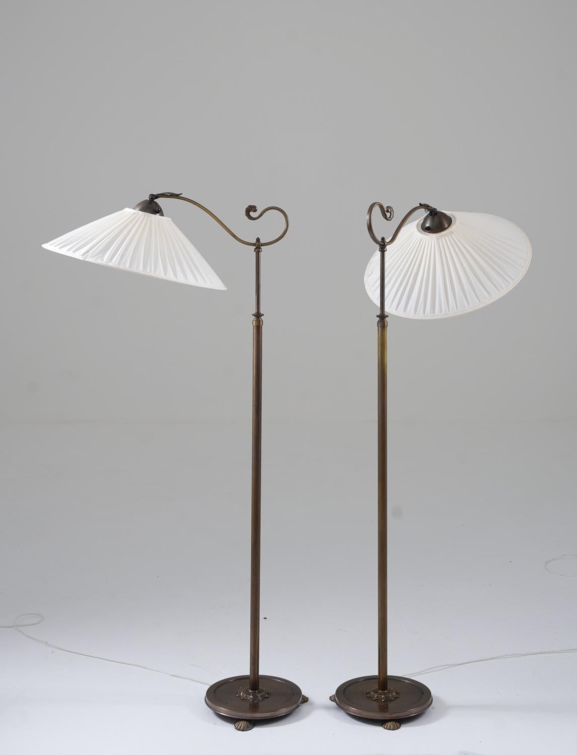 Pair of Swedish Art Deco Floor Lamps, 1930s In Good Condition In Karlstad, SE
