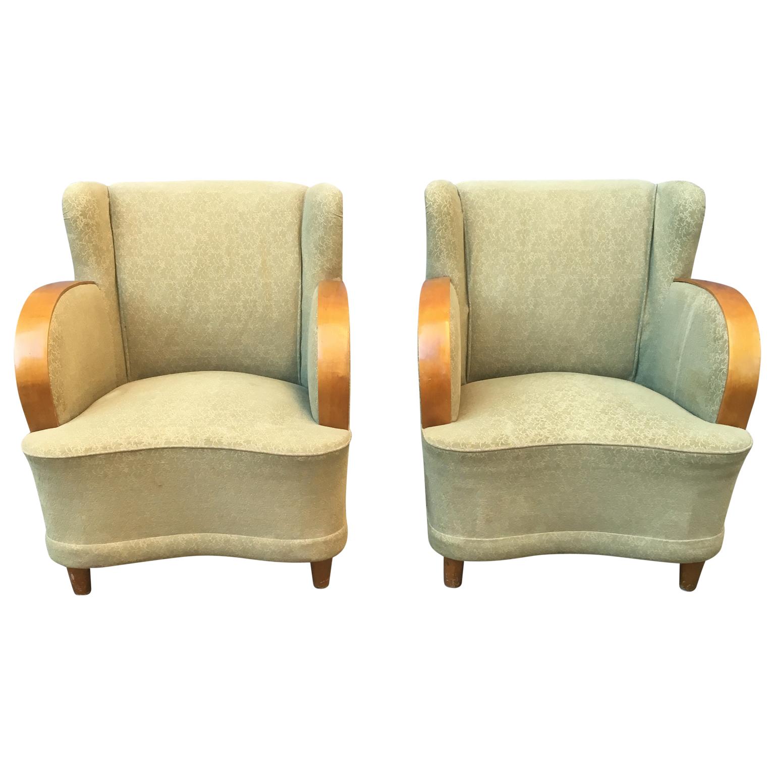 Pair of Swedish Art Deco lounge chairs.