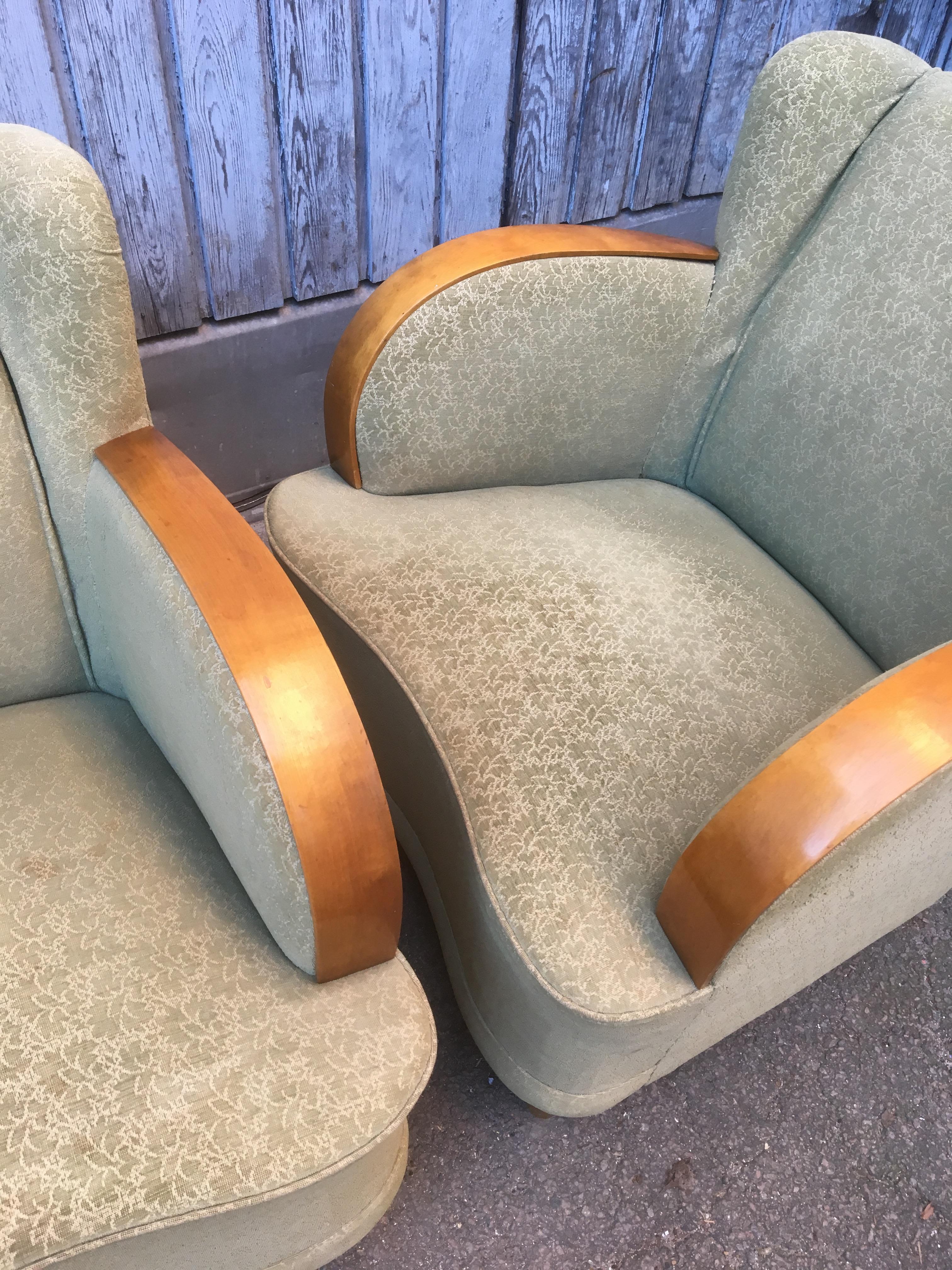 20th Century Pair of Swedish Art Deco Lounge Chairs