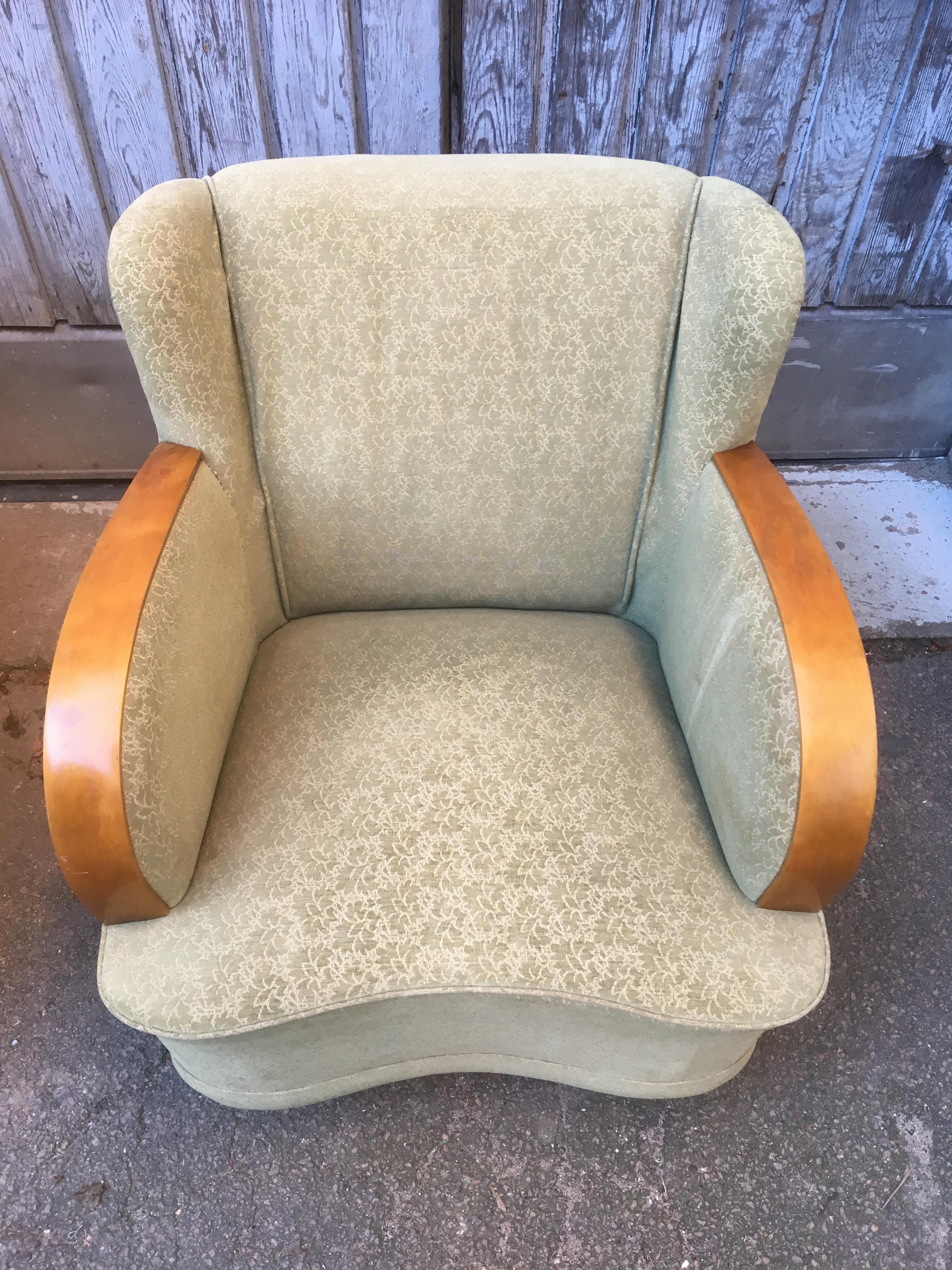Elm Pair of Swedish Art Deco Lounge Chairs