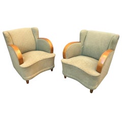 Antique Pair of Swedish Art Deco Lounge Chairs