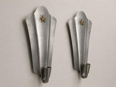 Paire d'appliques suédoises Art déco en étain et laiton par GAB, 1934