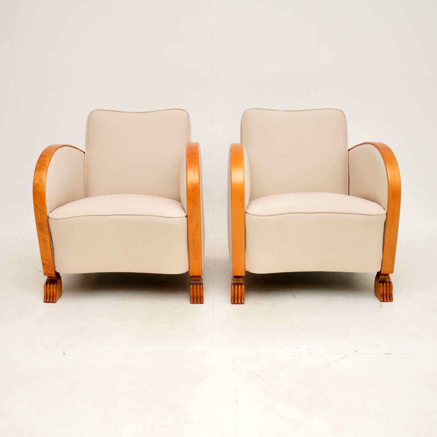 A very stylish and extremely well made pair of Swedish Art Deco period armchairs. They were recently imported from Sweden, they date from the 1920s-1930s.

They have lovely proportions and are very comfortable. The quality is amazing, they have