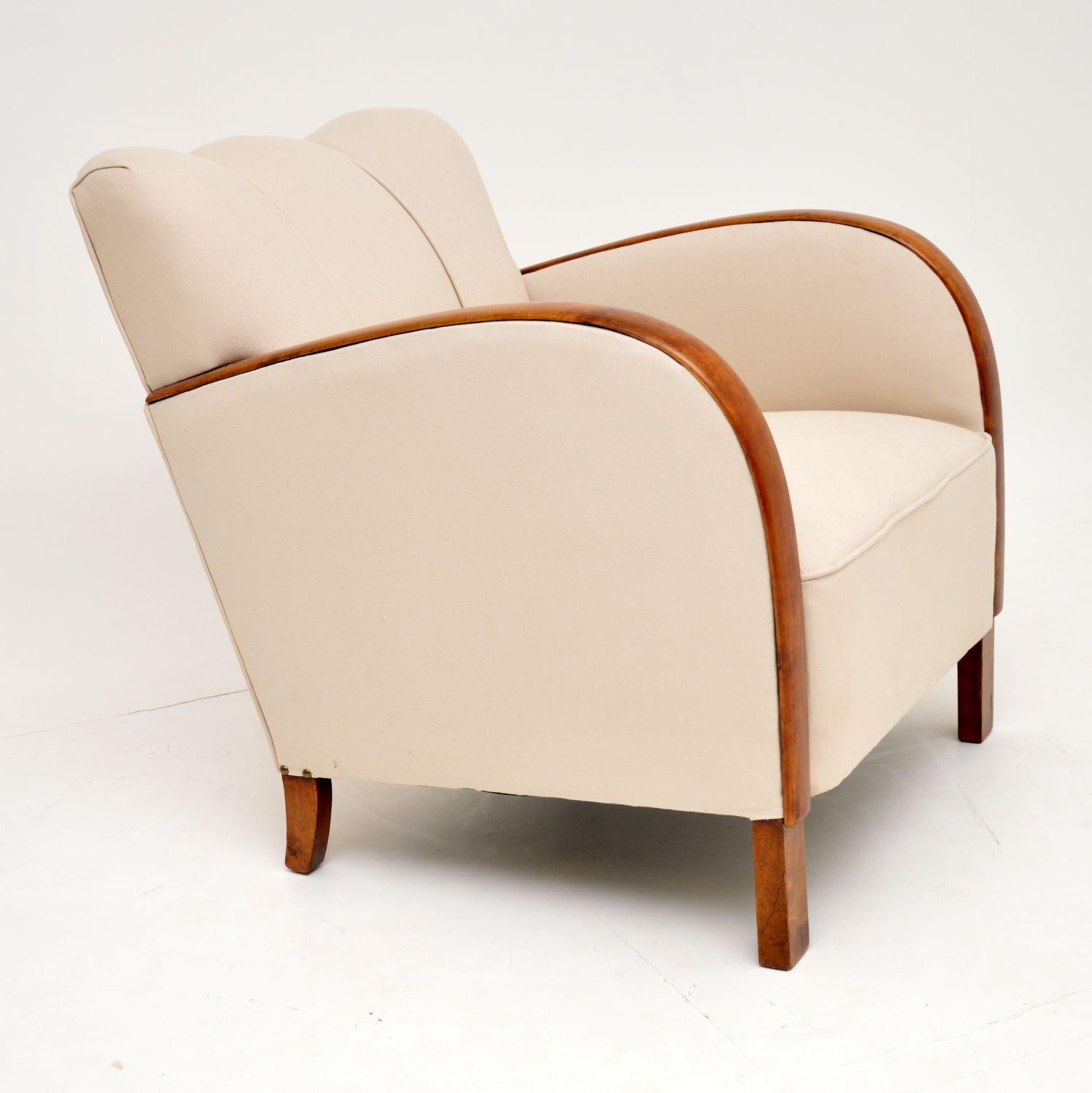 Pair of Swedish Art Deco Satin Birch Armchairs 2