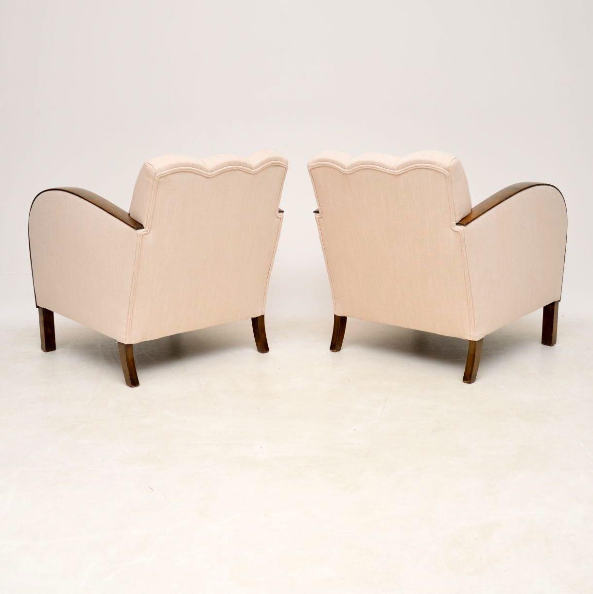 Pair of Swedish Art Deco Satin Birch Armchairs 2