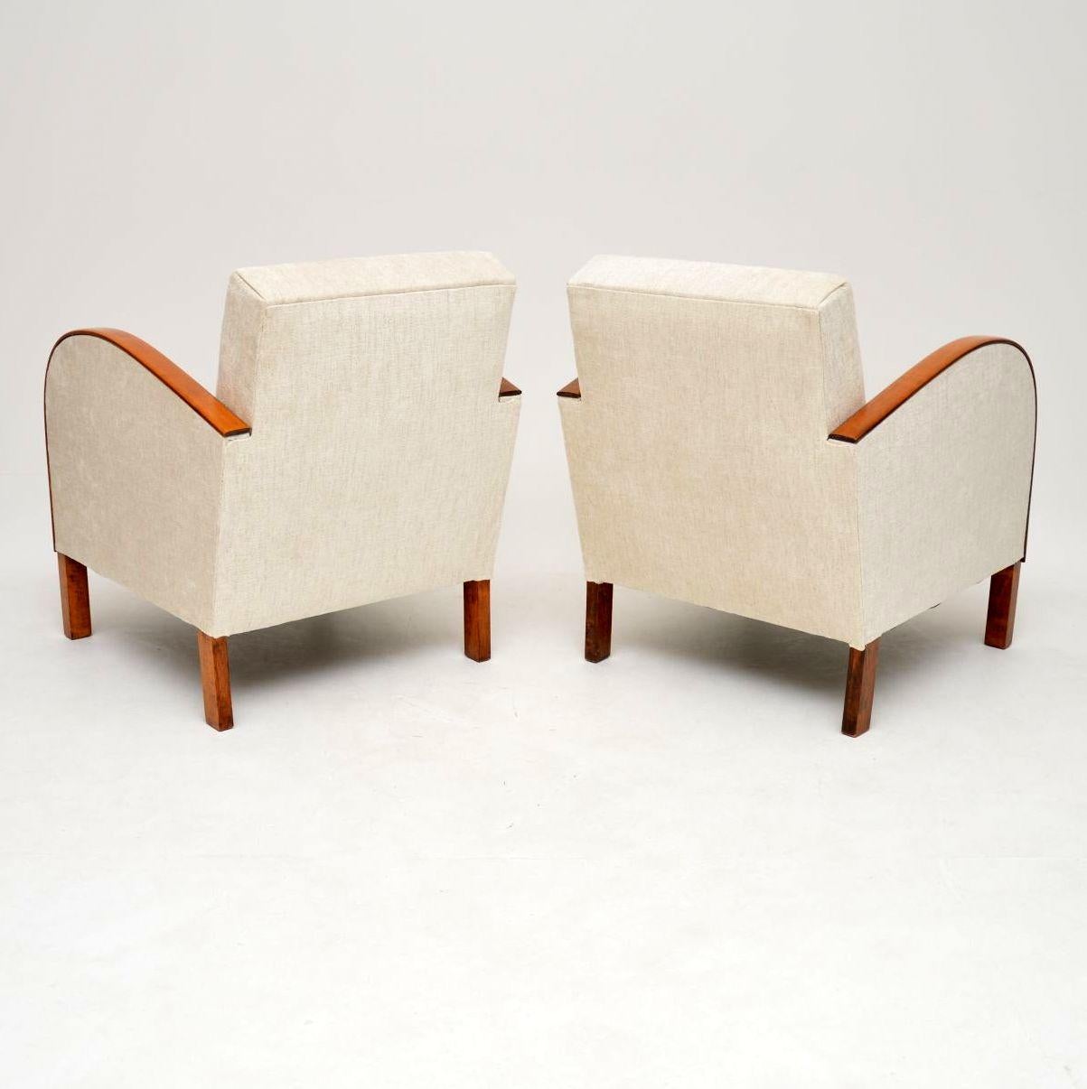 Pair of Swedish Art Deco Satin Birch Armchairs 4