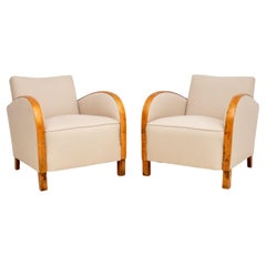 Paire de fauteuils suédois Art Déco en bouleau satiné
