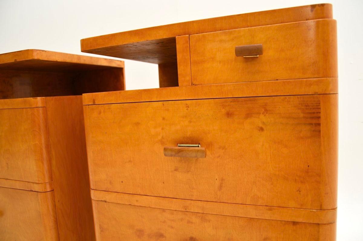 Paar schwedische Art-Déco-Nachttische aus satinierter Birke im Art déco-Stil im Angebot 5