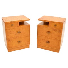 Pair of Swedish Art Deco Satin Birch Bedside Chests