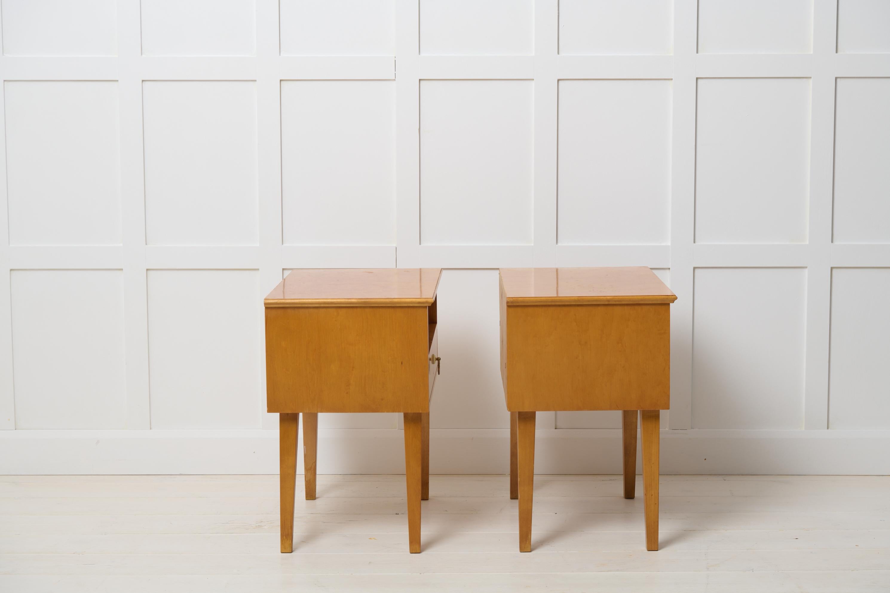 Pair of Swedish Art Deco Style Nightstands, Light Birch with Drawer from 1930 For Sale 1