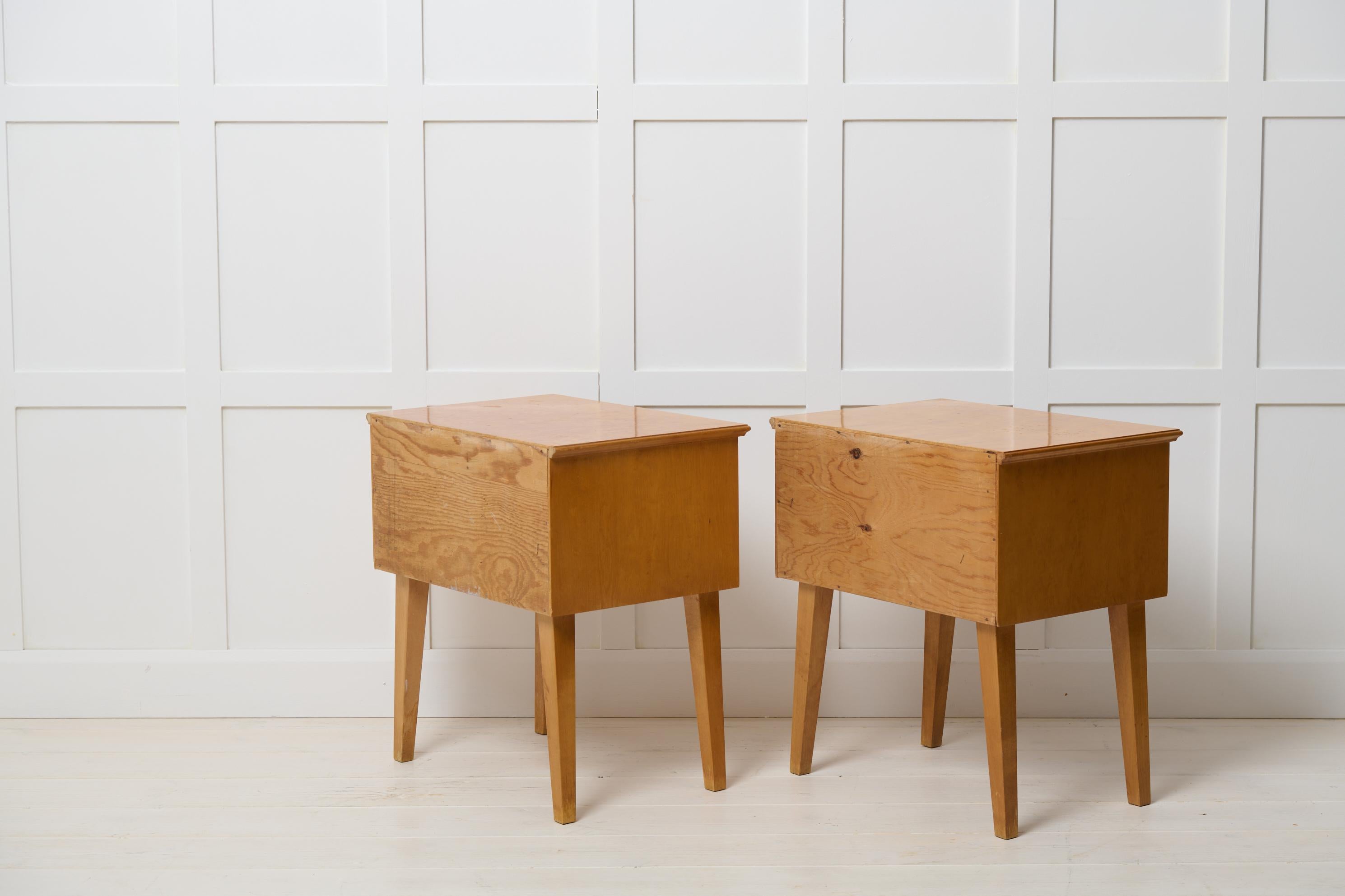Pair of Swedish Art Deco Style Nightstands, Light Birch with Drawer from 1930 For Sale 2