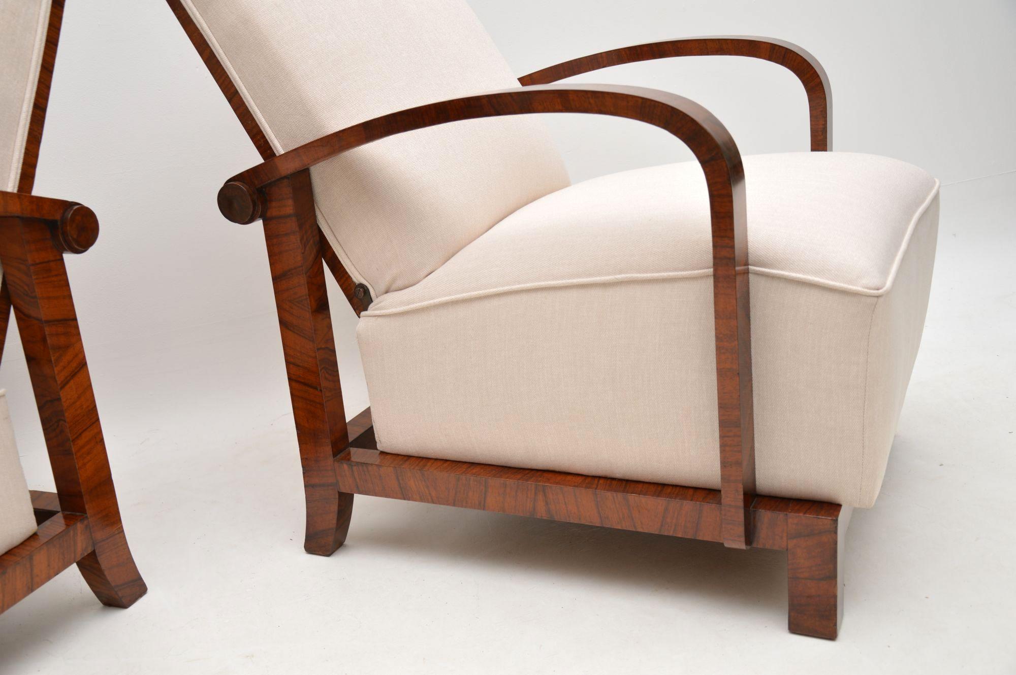 Pair of Swedish Art Deco Walnut Armchairs 7