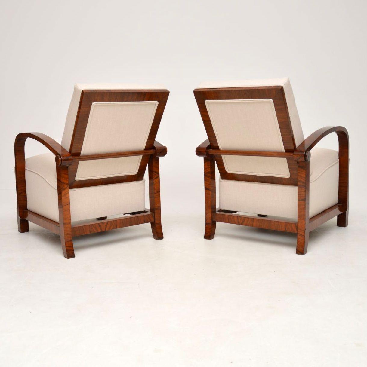 Pair of Swedish Art Deco Walnut Armchairs (Art déco)