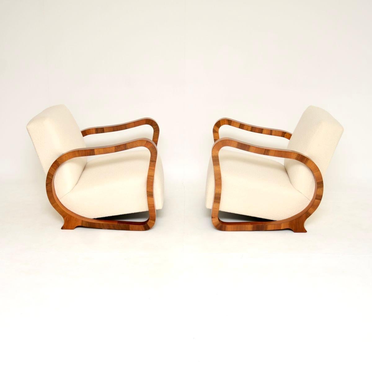 Pair of Swedish Art Deco Walnut Armchairs (Art déco) im Angebot
