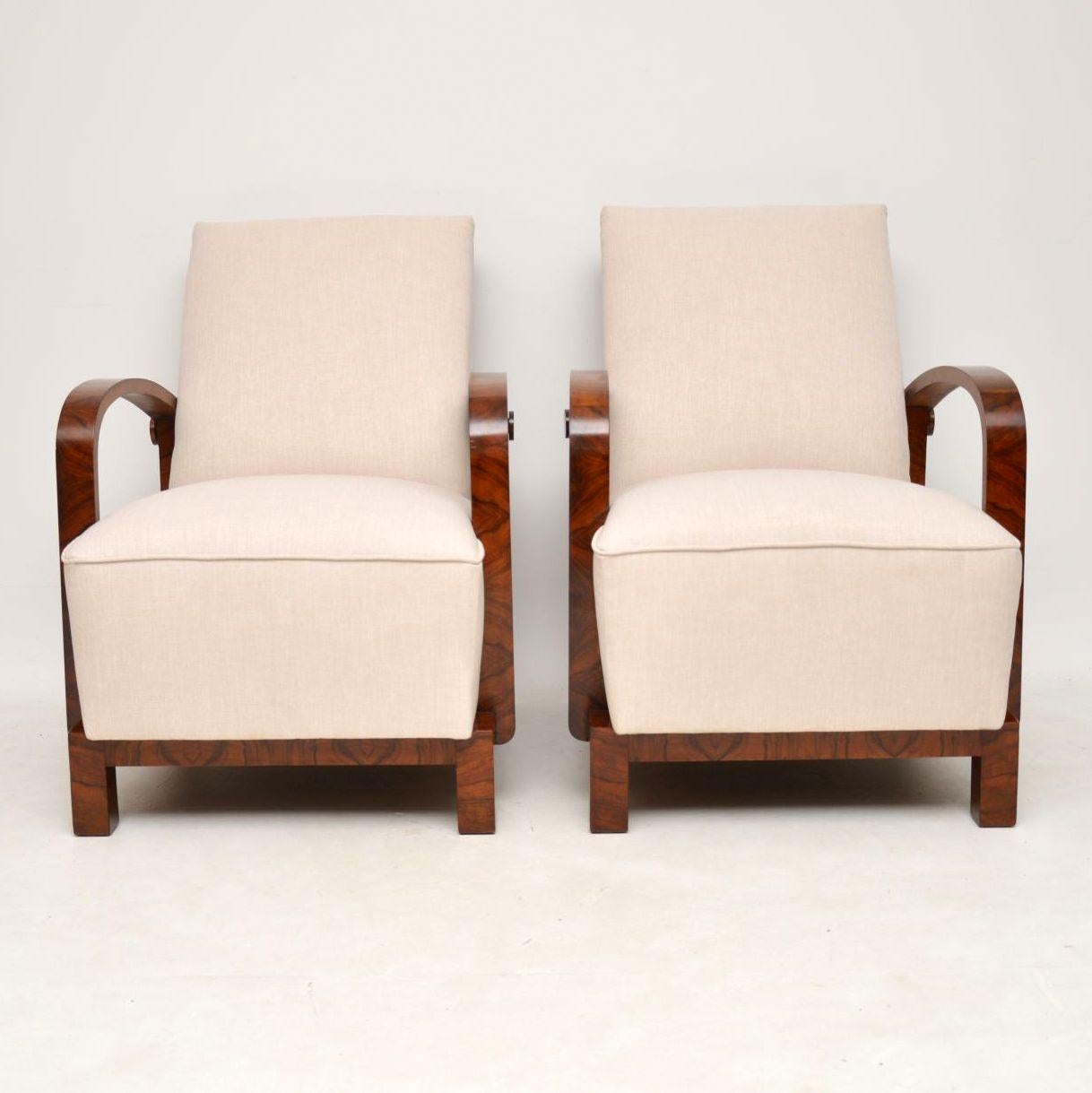 Pair of Swedish Art Deco Walnut Armchairs 2