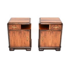 Pair of Swedish Art Deco Walnut Bedside Cabinets