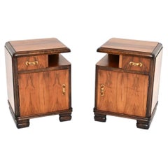 Pair of Swedish Art Deco Walnut Bedside Cabinets