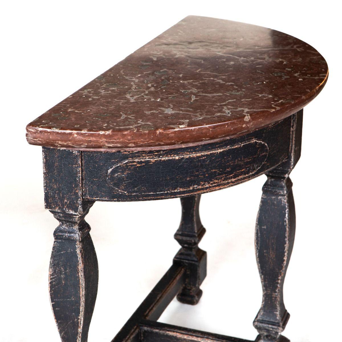 Pair of Swedish Baroque Style Console Tables with Öland Stone Tops For Sale 6