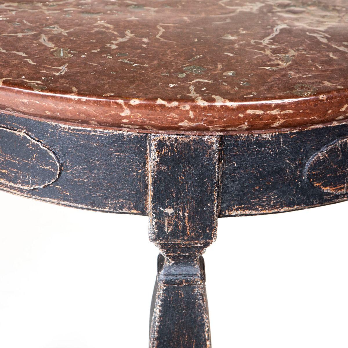 Pair of Swedish Baroque Style Console Tables with Öland Stone Tops For Sale 7