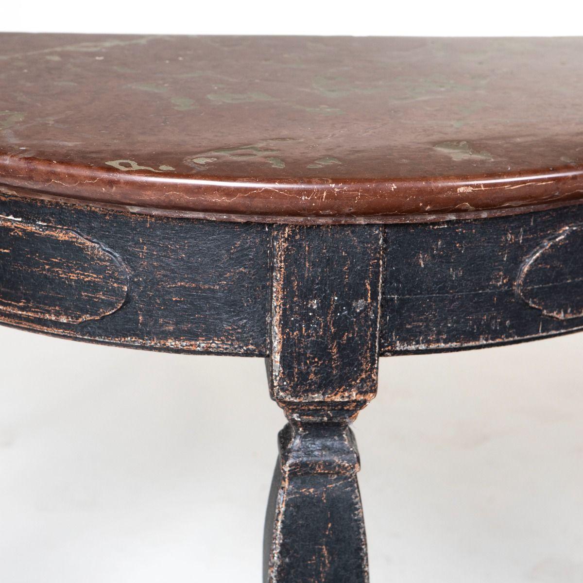 Pair of Swedish Baroque Style Console Tables with Öland Stone Tops For Sale 3