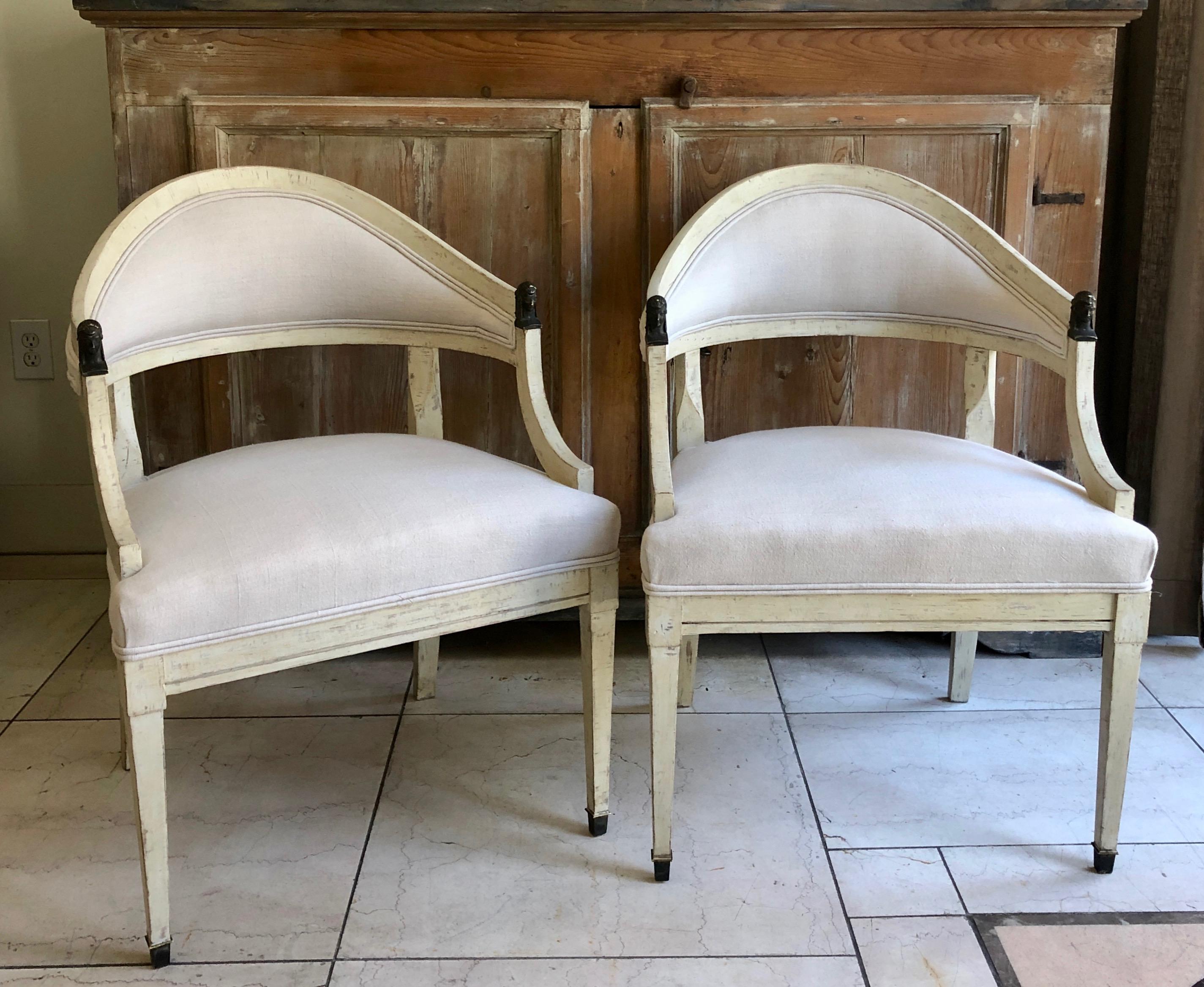 Neoclassical Pair of Swedish Barrel Back Chairs, Sweden, circa 1890