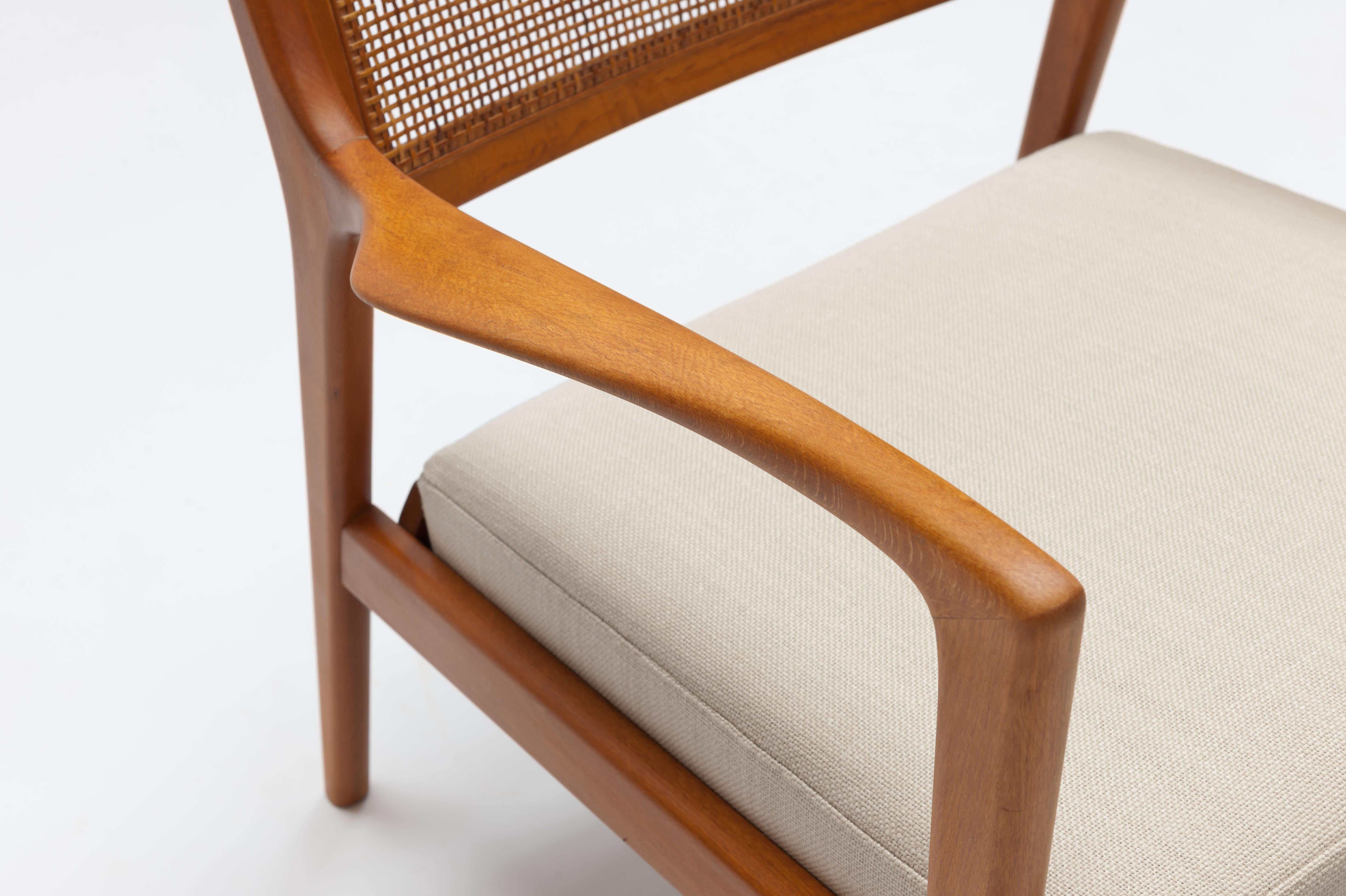 Pair of Swedish Beech and Cane Lounge Chairs by Karl Erik Ekselius 5