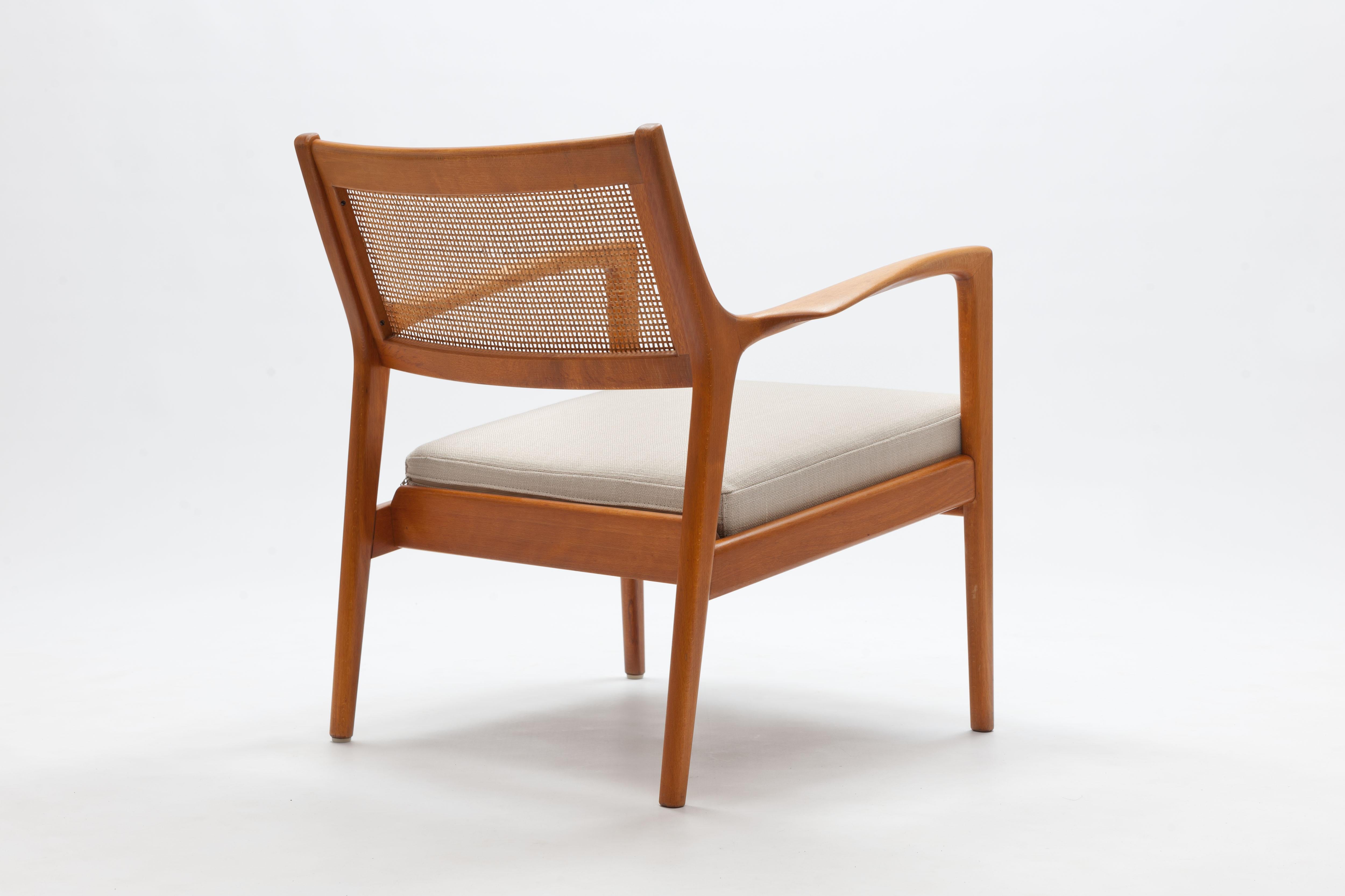 Pair of Swedish Beech and Cane Lounge Chairs by Karl Erik Ekselius In Good Condition In Utrecht, NL
