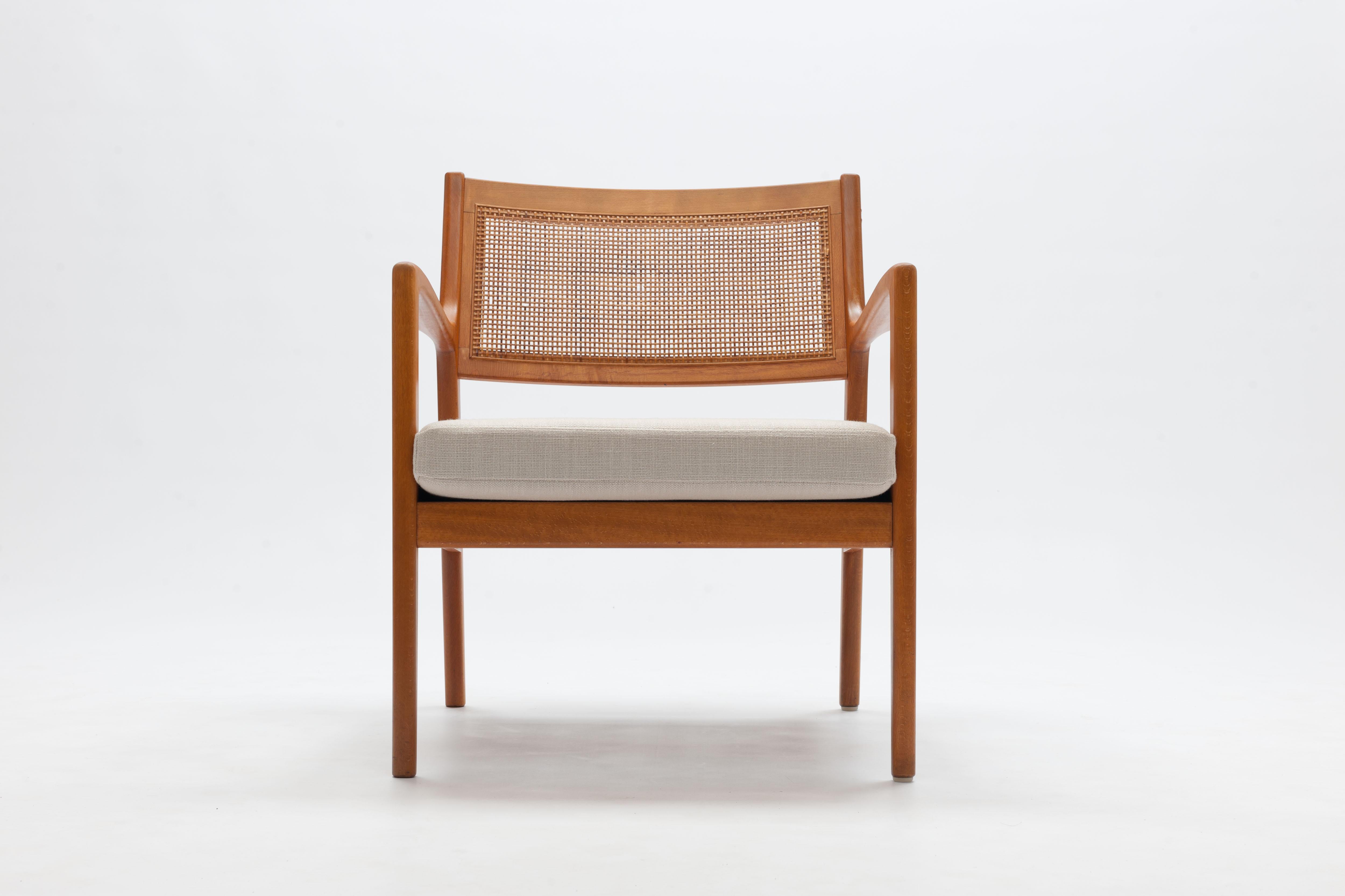 Mid-20th Century Pair of Swedish Beech and Cane Lounge Chairs by Karl Erik Ekselius
