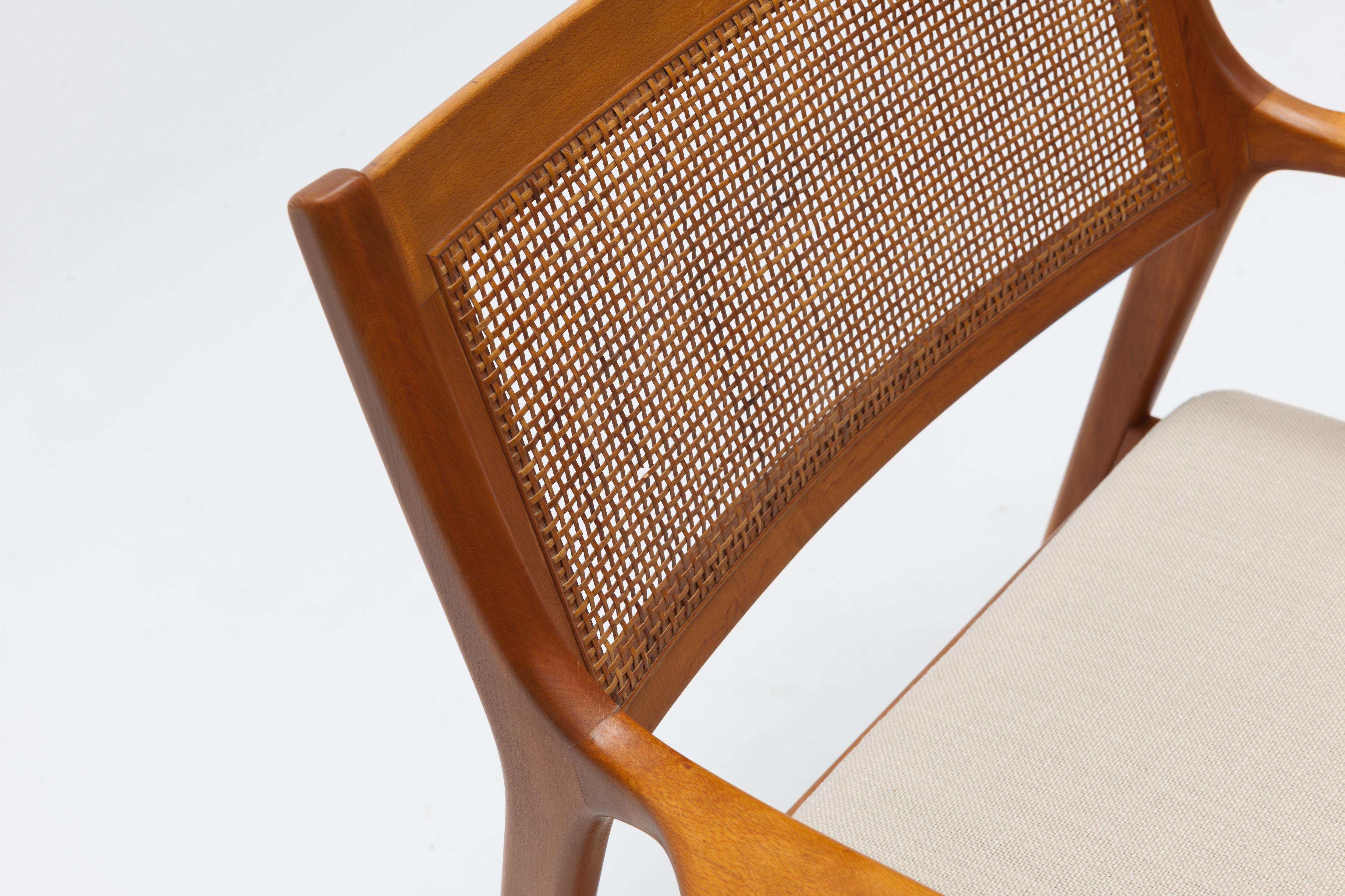 Pair of Swedish Beech and Cane Lounge Chairs by Karl Erik Ekselius 3