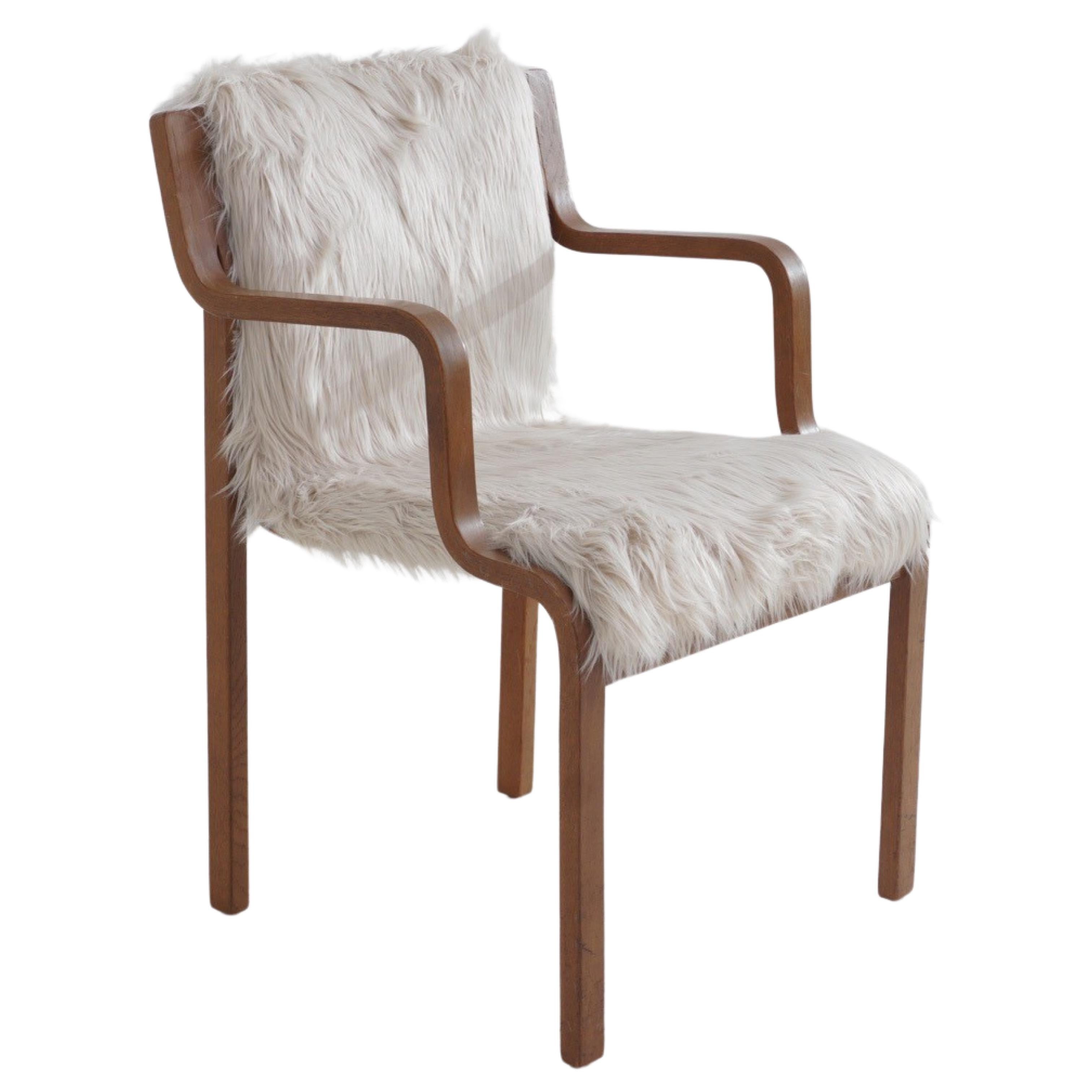 Faux Fur Pair of Swedish Bentwood Chairs by Stendig, 1960s For Sale