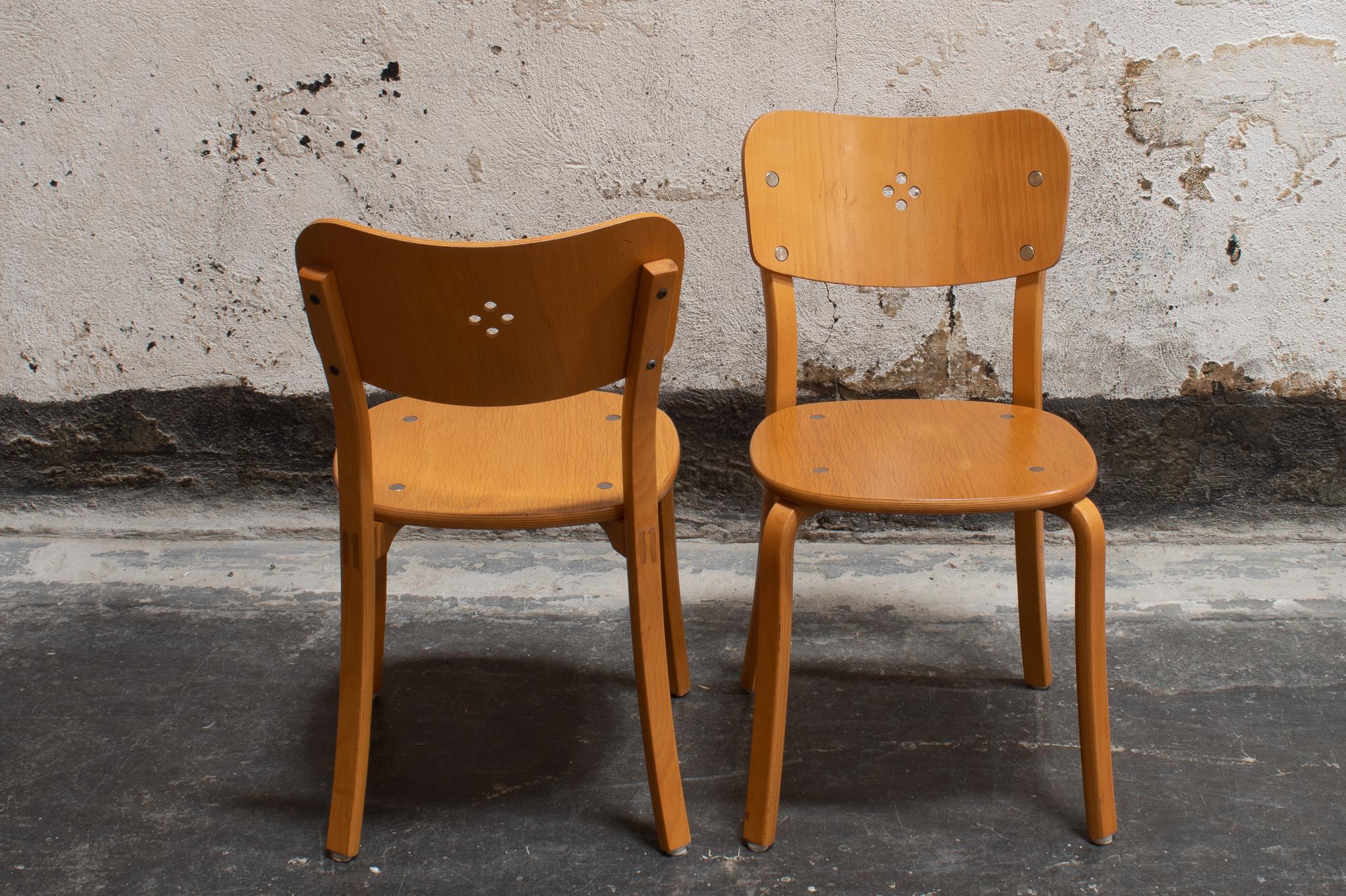 Scandinavian Modern Pair of Swedish Bentwood Chairs in the Style of Alvar Aalto