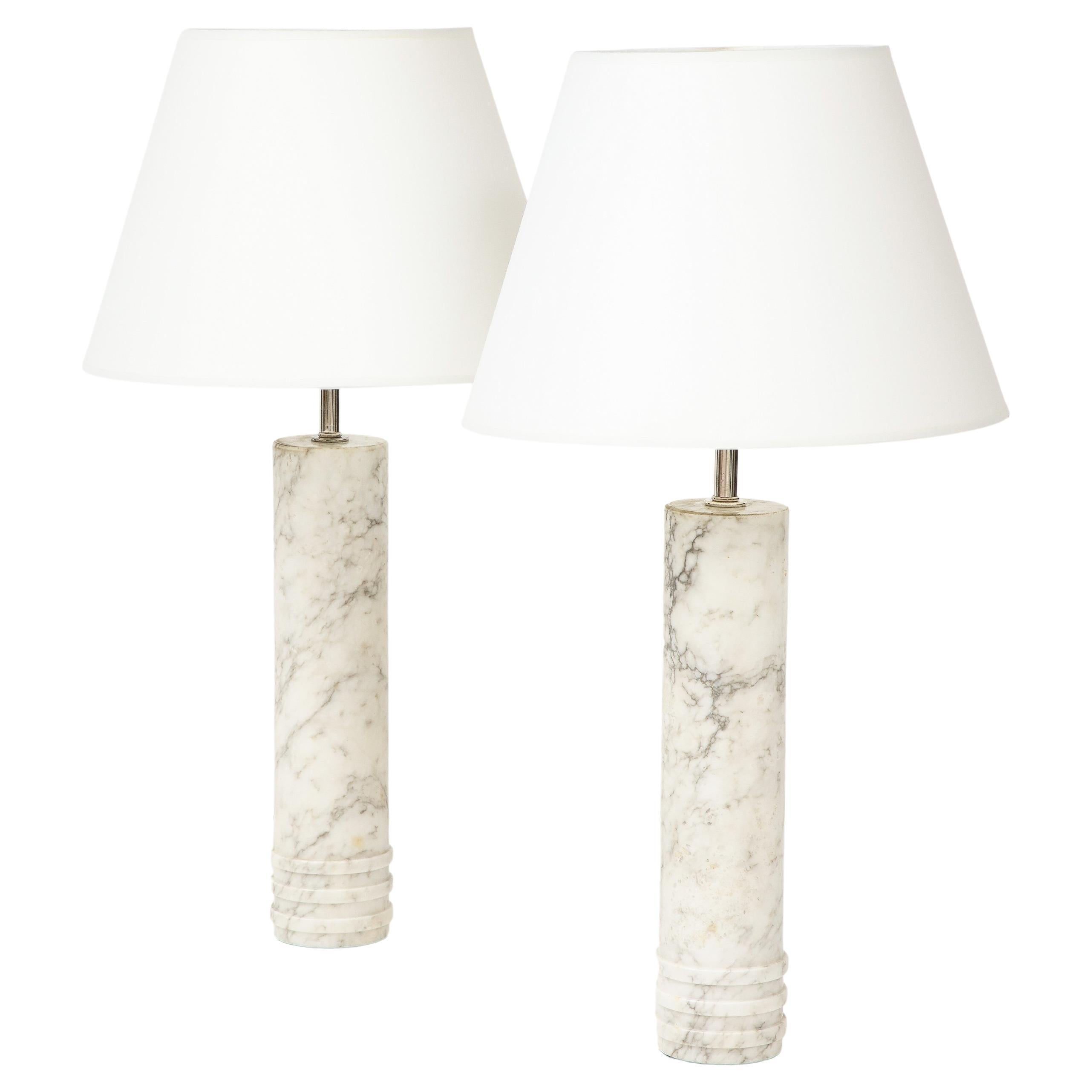 Pair of Swedish Bergboms B-10 Marble Table Lamps, circa 1960s For Sale