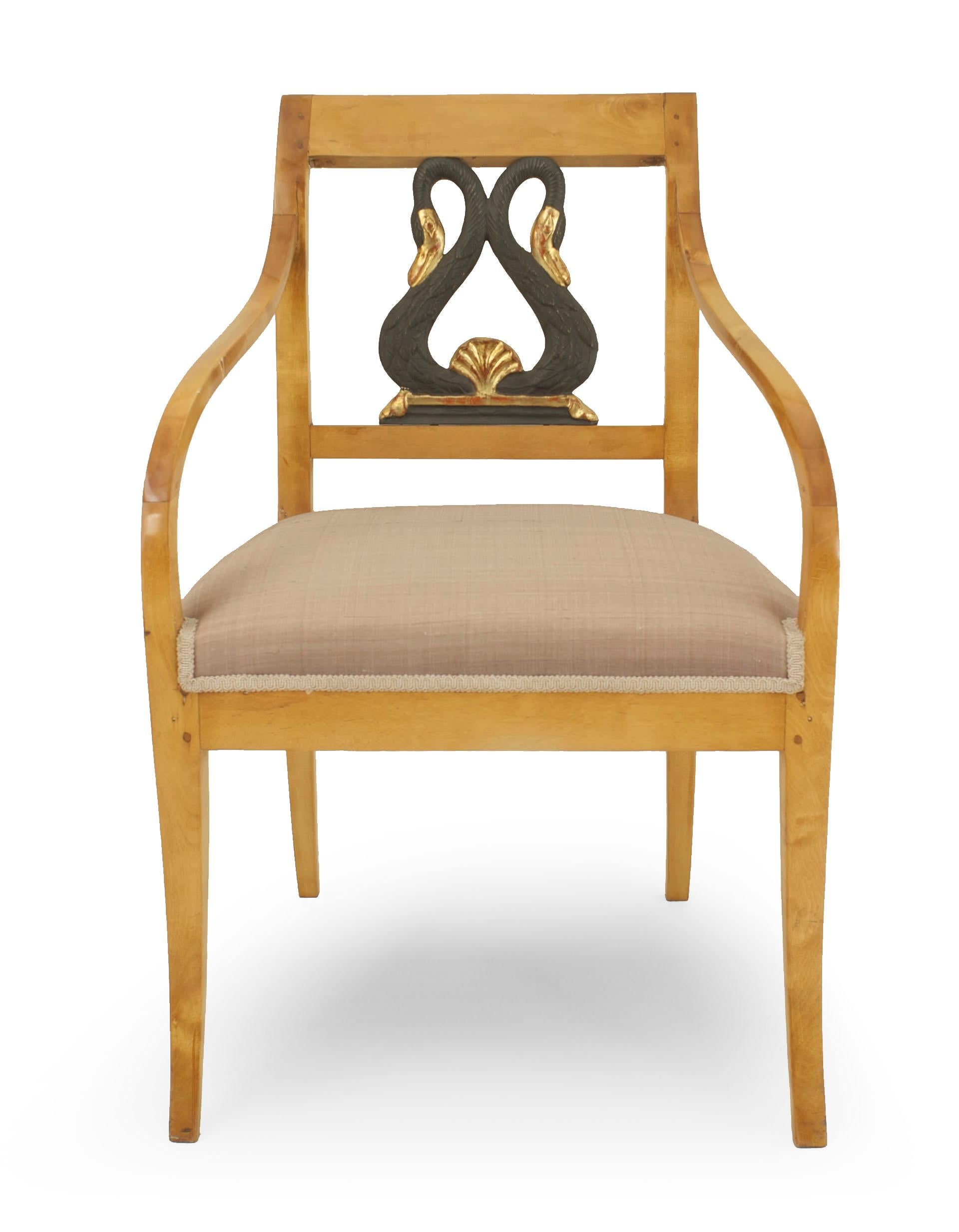 19th Century Pair of Swedish Biedermeier Gilt Armchairs For Sale