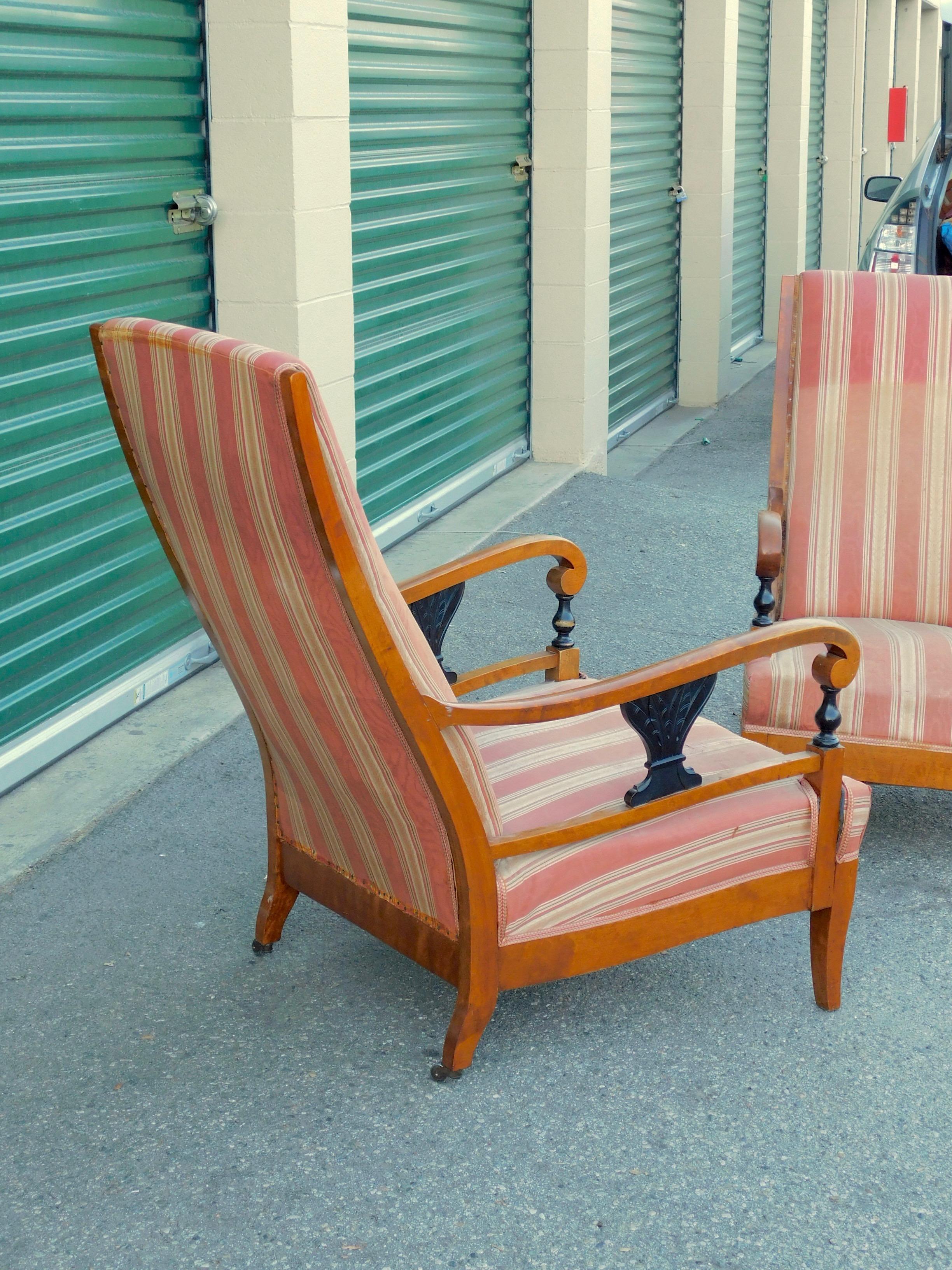 Pair of Swedish Biedermeier Revival Armchairs in Golden Birch, circa 1910 For Sale 9