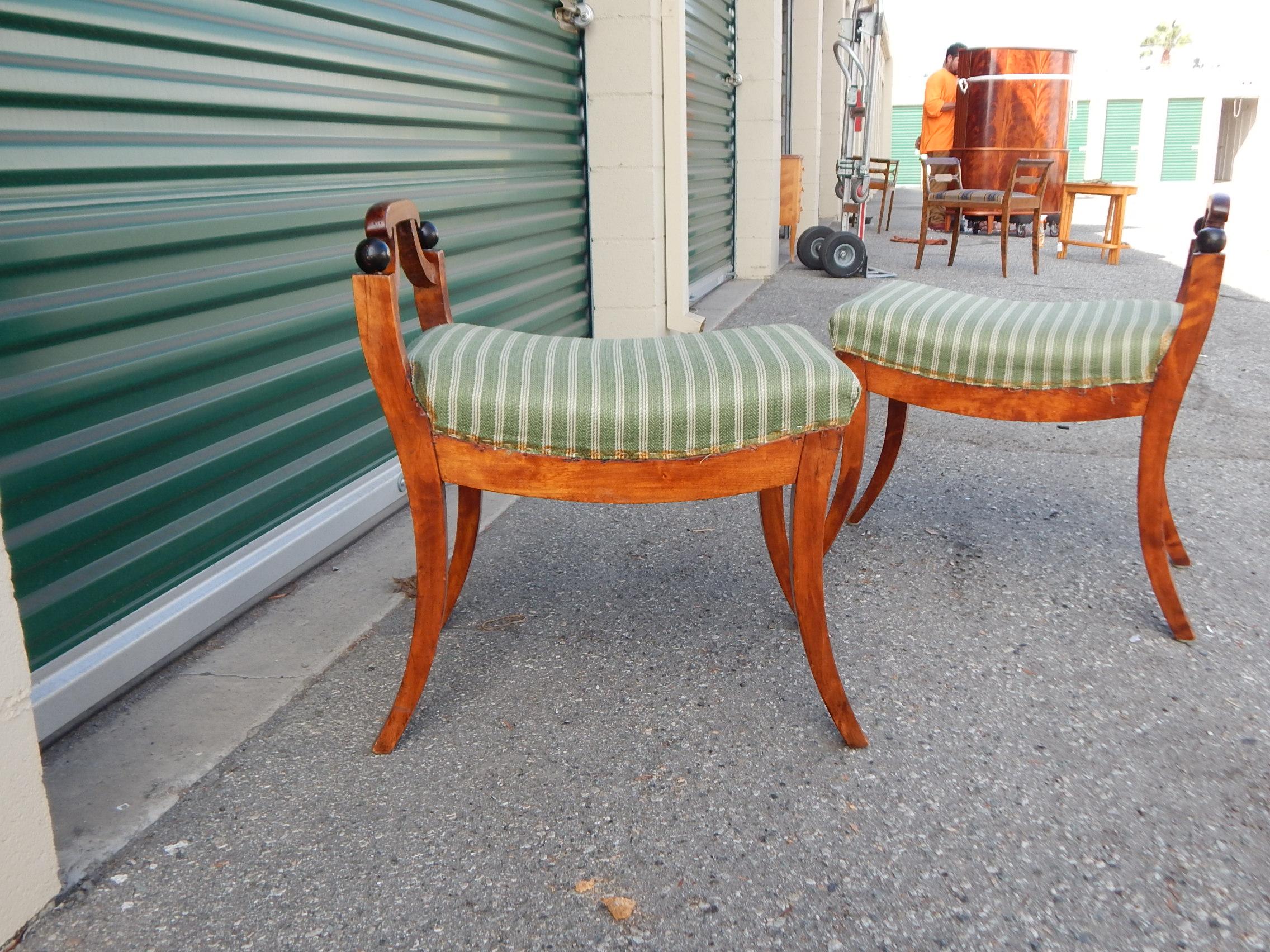 Pair of Swedish Biedermeier Revival Benches or Foot Stools, 1920s For Sale 6