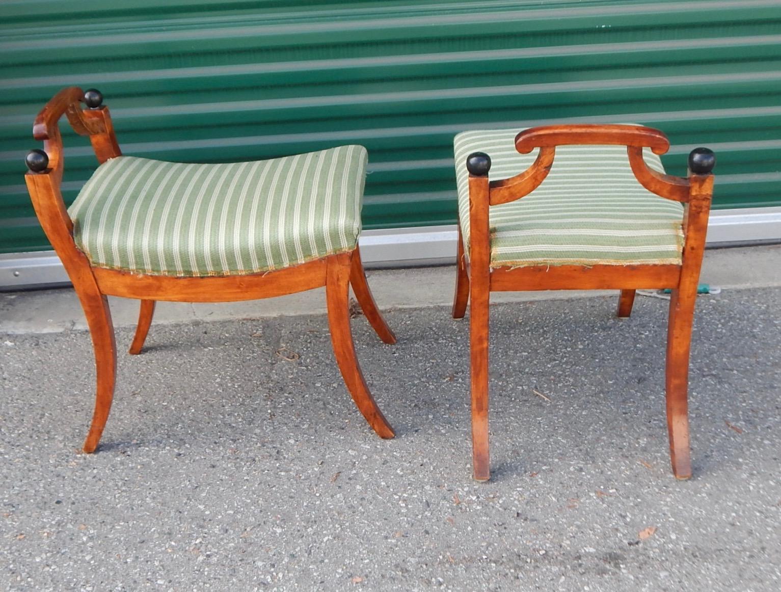 Pair of Swedish Biedermeier Revival Benches or Foot Stools, 1920s For Sale 3