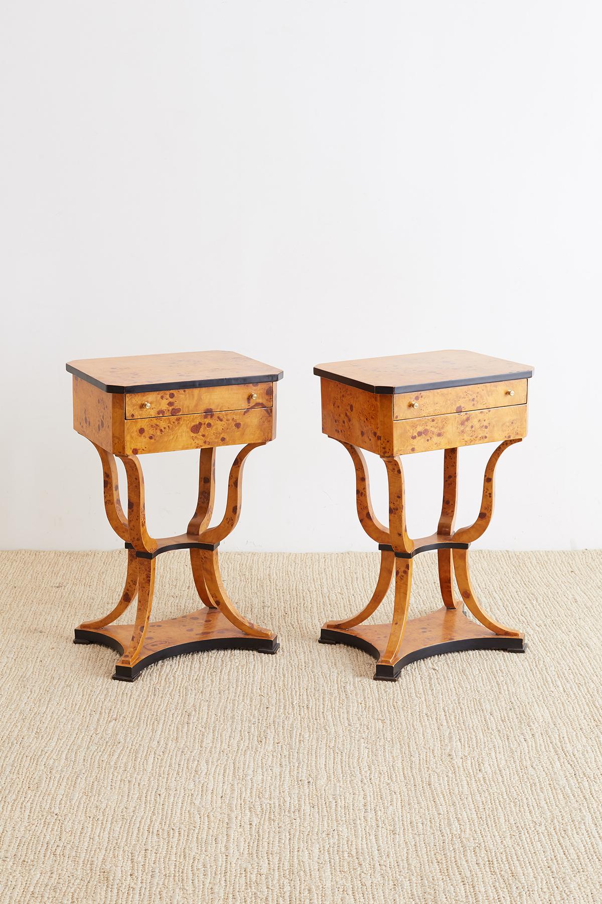 European Pair of Swedish Biedermeier Style Sewing Table or Nightstands