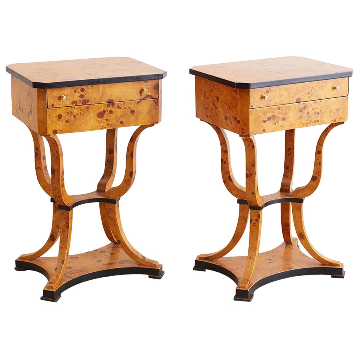 Pair of Swedish Biedermeier Style Sewing Table or Nightstands