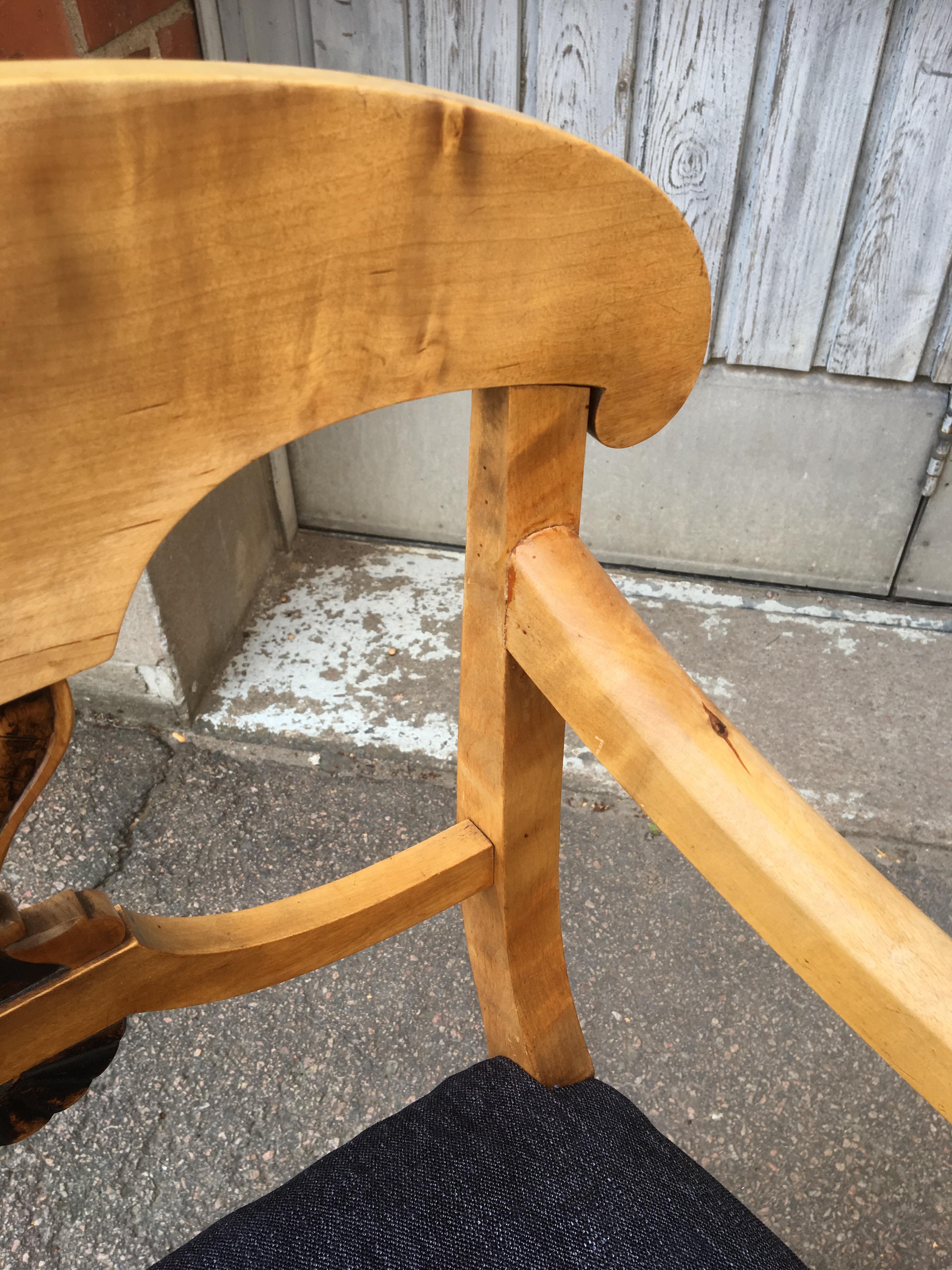 Pair of Swedish Birchwood Art Deco Armchairs, Circa 1920s 9