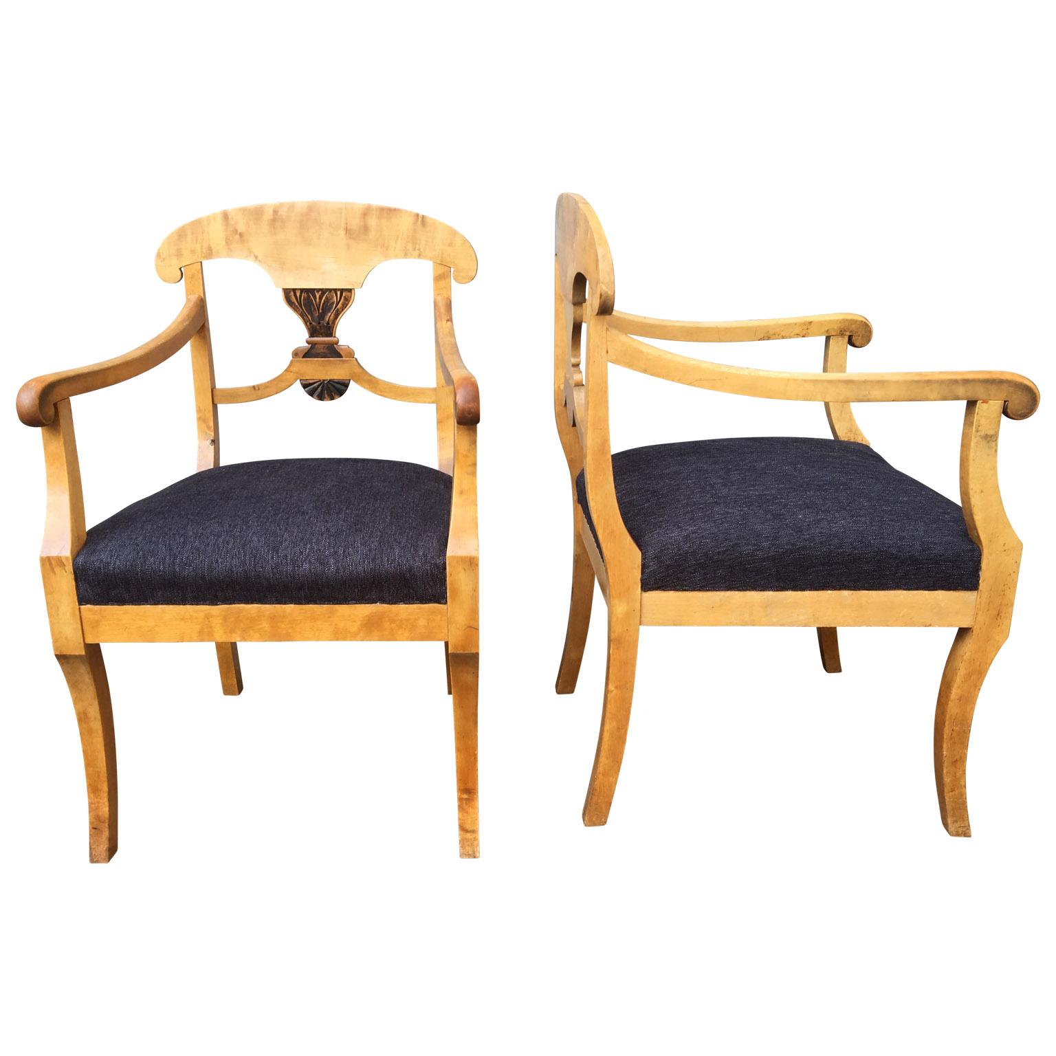 Pair of Swedish birchwood Art Deco armchairs, circa 1920s

Chairs are newly upholstered.
