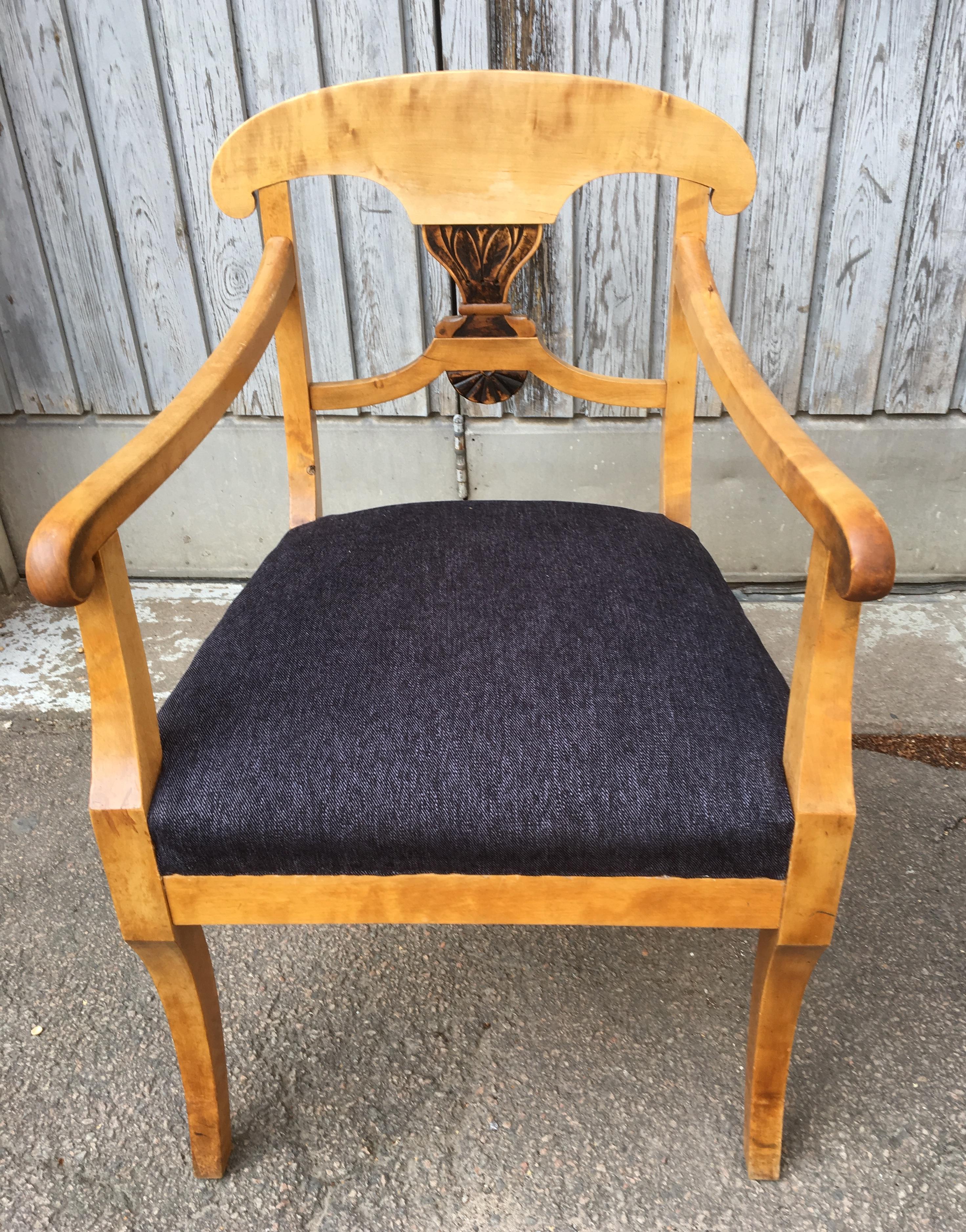 Pair of Swedish Birchwood Art Deco Armchairs, Circa 1920s 4