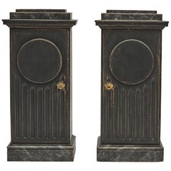 Pair of Swedish Black Gustavian Pedestal Cabinets