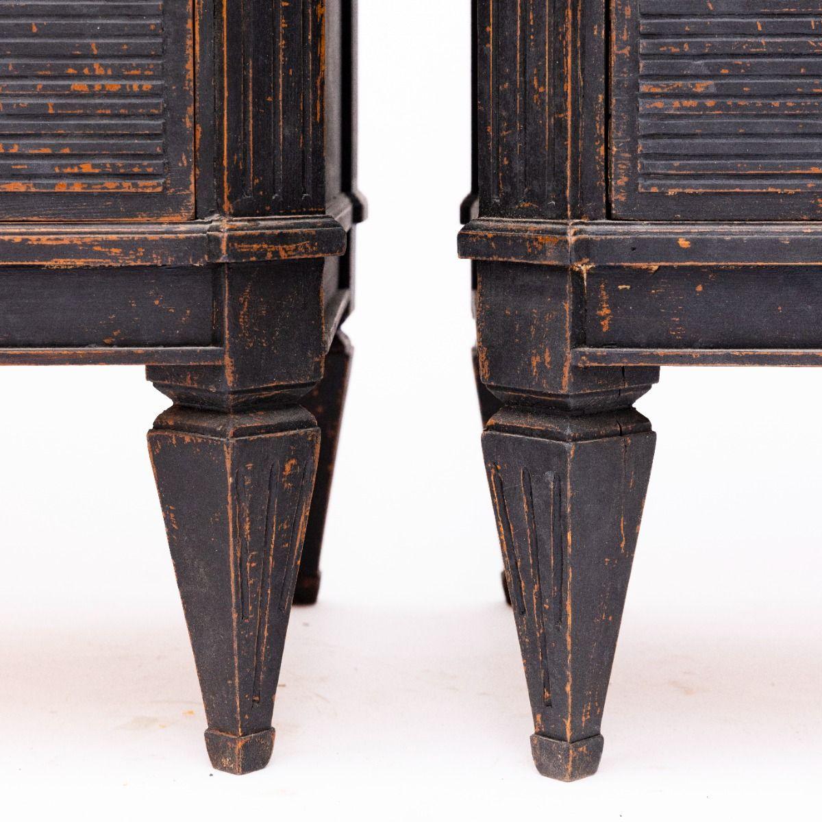 Pine Pair of Swedish Black Painted Gustavian Style Chest of Drawers