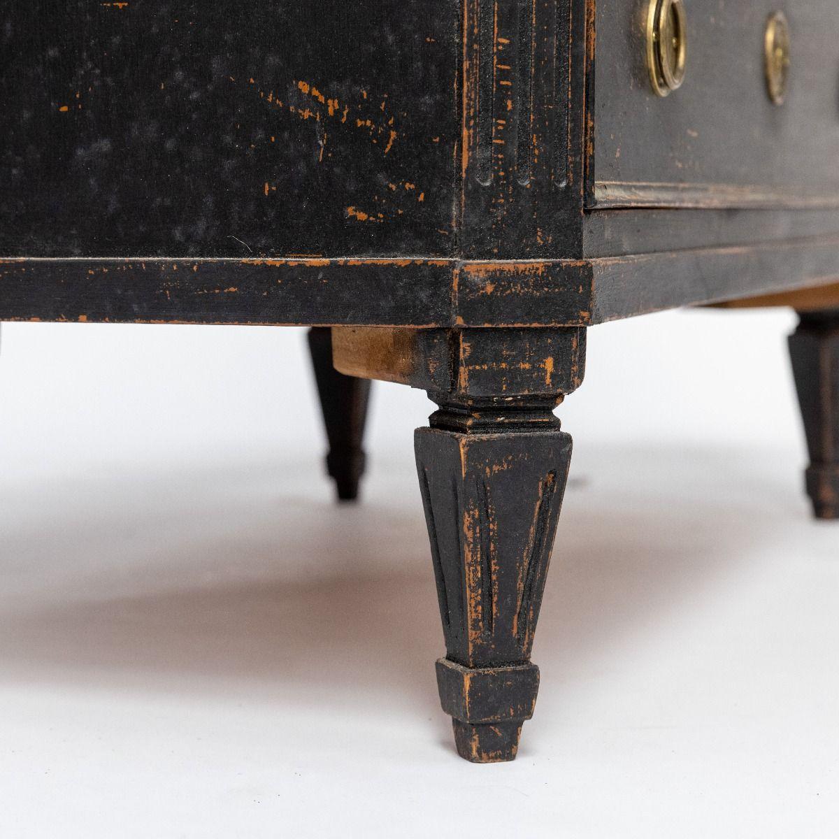 Pair of Swedish Black Painted Gustavian Style Chest of Drawers 1